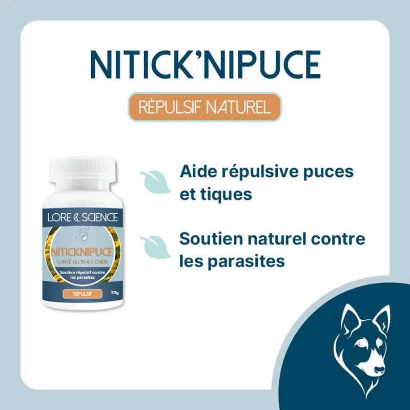 NiTick'NiPuce - Tick and flea repellent support for dogs - Lore & Science